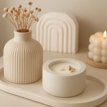 Set de Decoración "Serenidad" con Vela y Jarrón